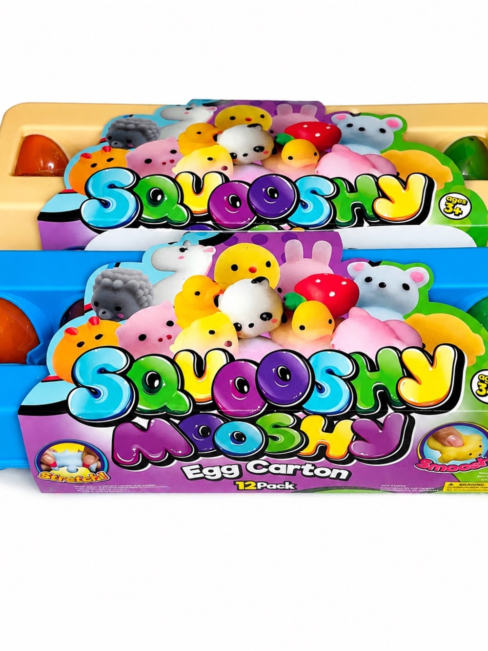 2 Squooshy Mooshy Egg carton 12-Pack - Colorful Kids Toy Set